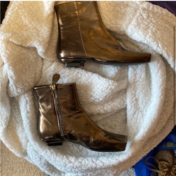 Claudia Cuiti Bronze Metallic Leather Ankle Boot - Picture 3 of 9